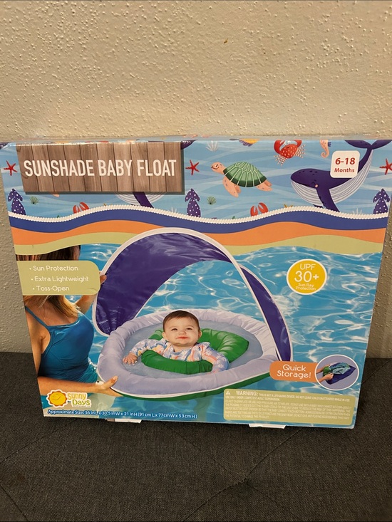 Other - Sunshade Baby Float with UPF Canopy - Purple & Green